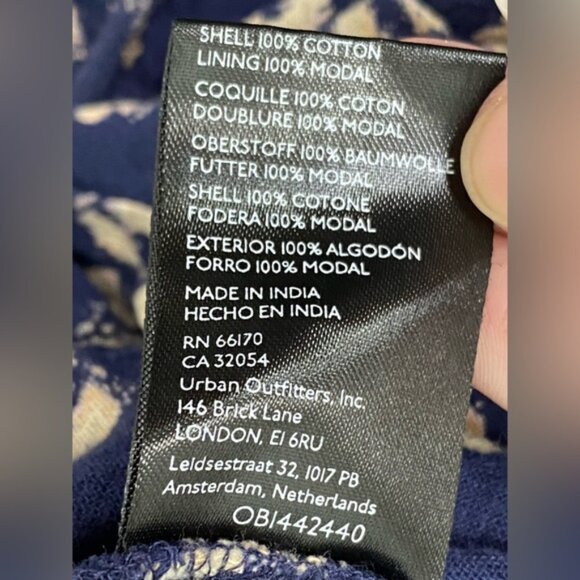 Free People Navy Blue and Cream Babydoll Top Dress With Tie Straps Size M - Picture 14 of 14